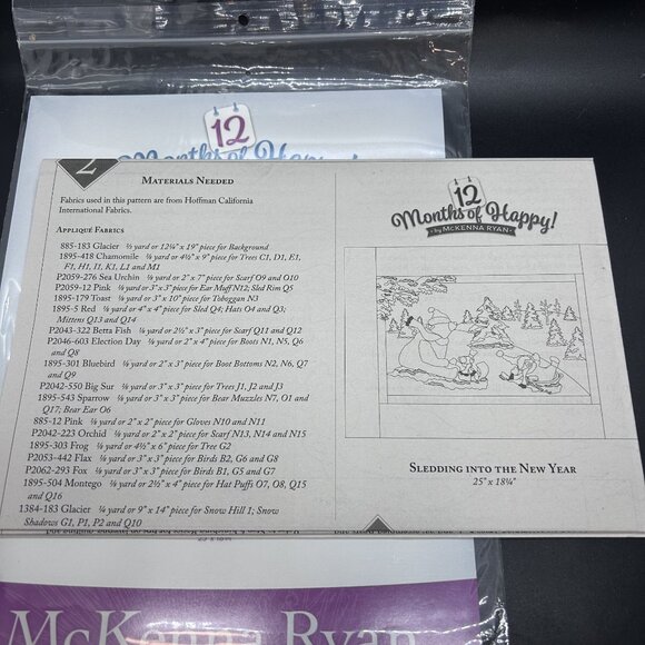 McKenna Ryan Block 1 “Sledding into the New Year” Applique Quilt Sewing Pattern - Picture 5 of 5